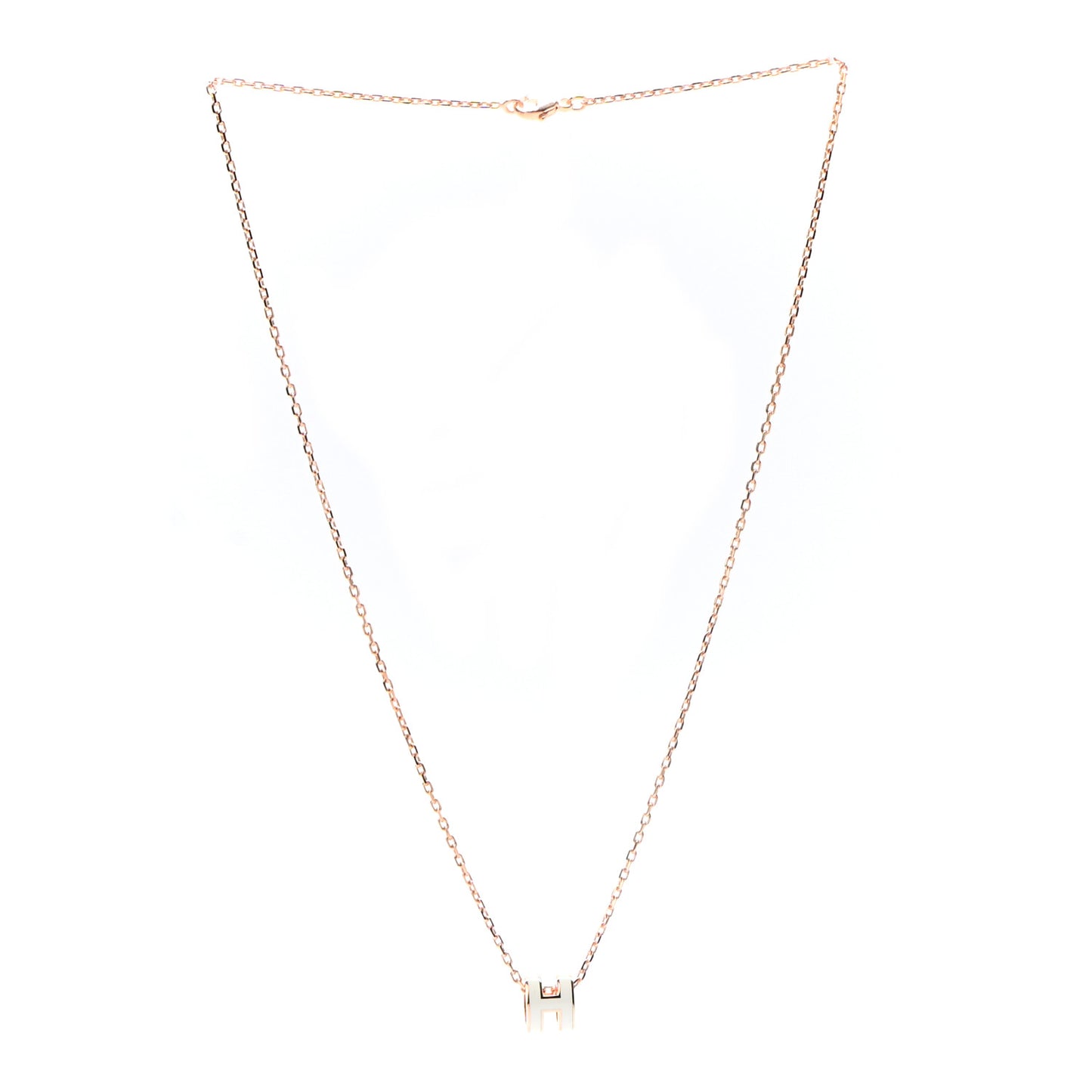 Lacquered Rose Gold Mini Pop H Pendant Necklace White