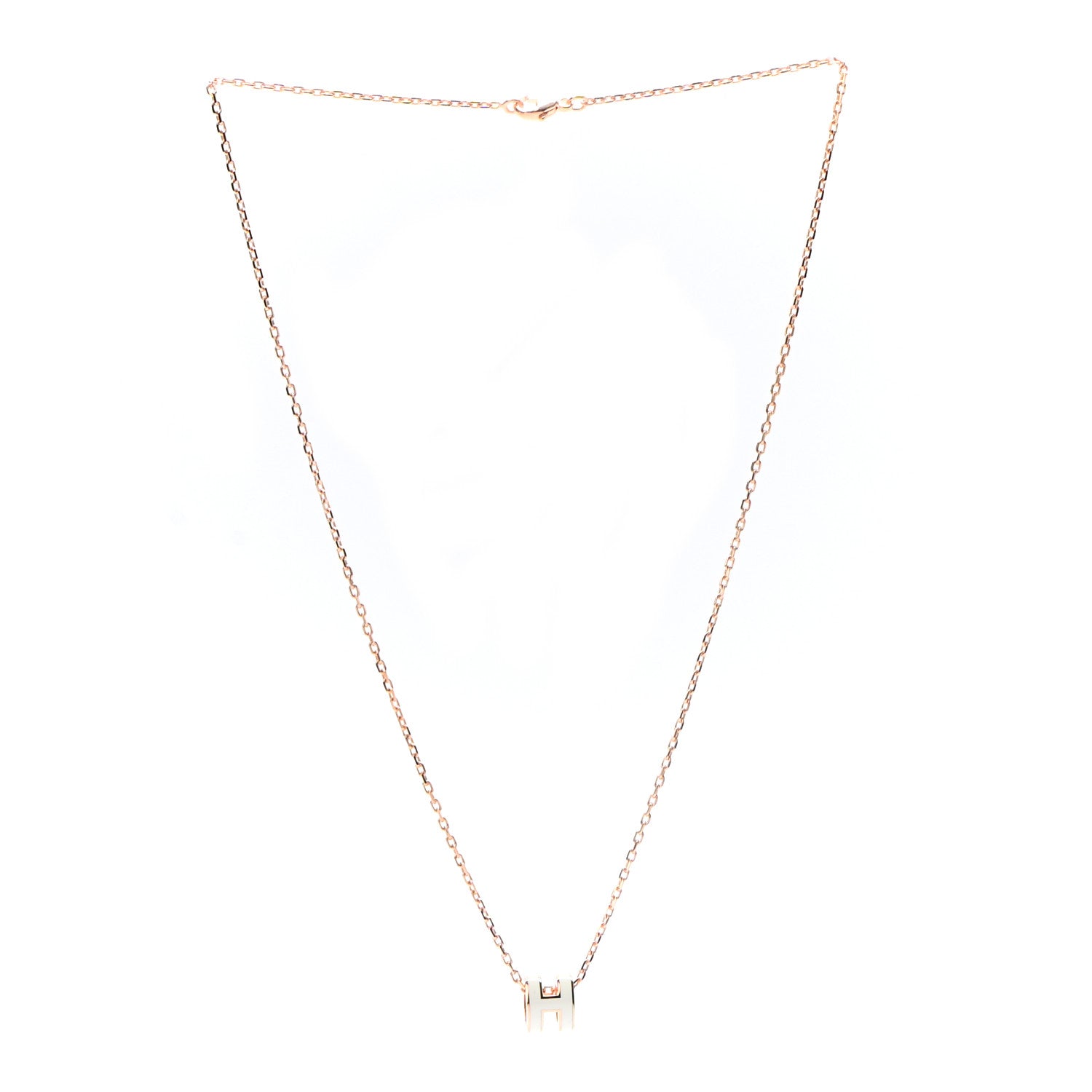 Hermes Lacquered Rose Gold Mini Pop H Pendant Necklace White 3 of 6