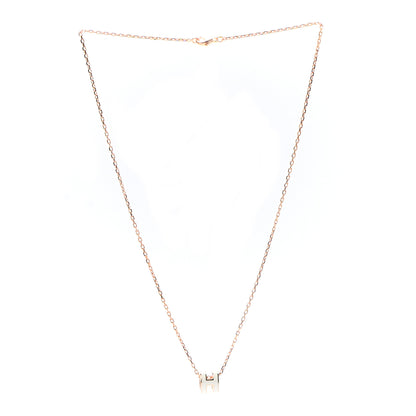 Hermes Lacquered Rose Gold Mini Pop H Pendant Necklace White 3 of 6