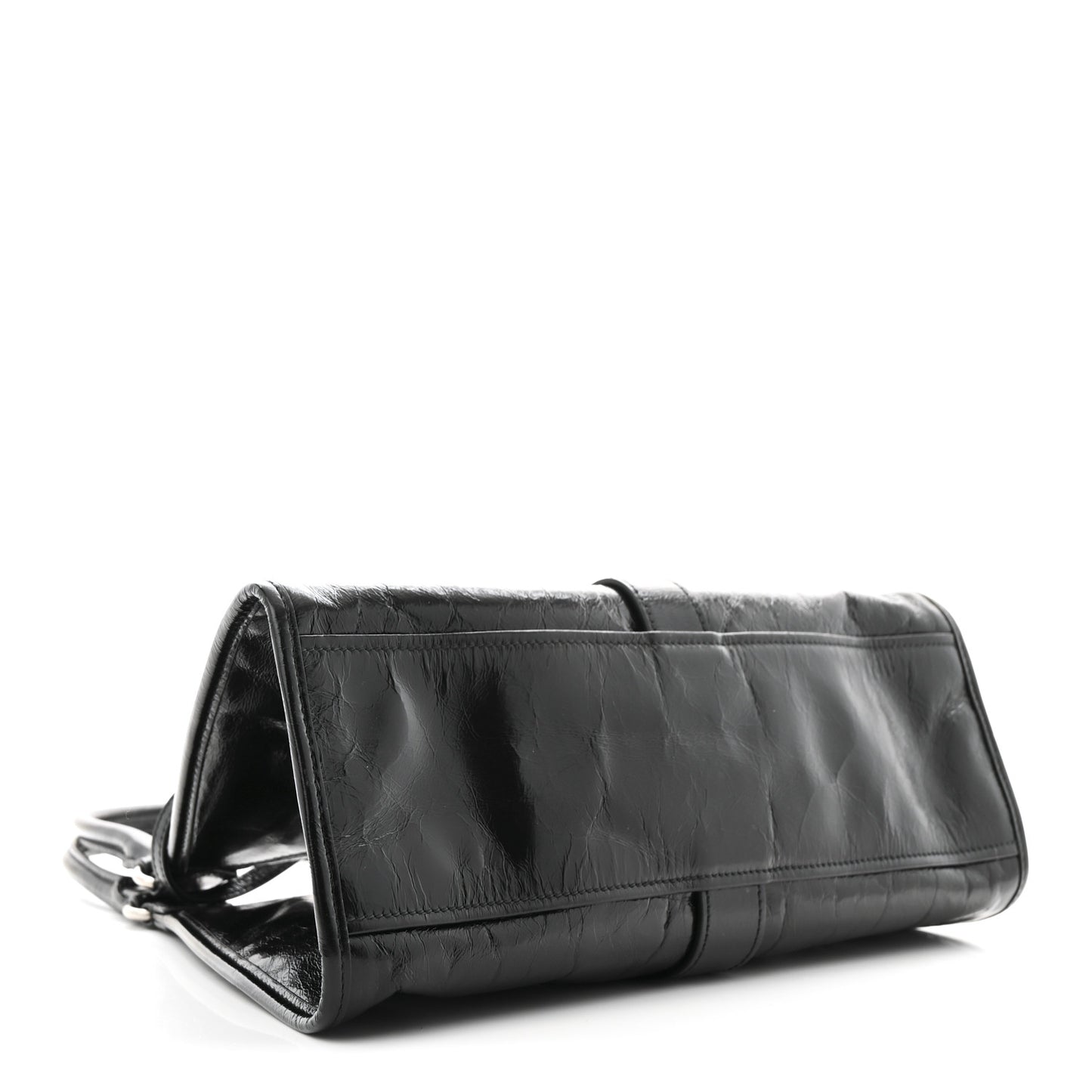 Glossy Calfskin Medium Tote Bag Black