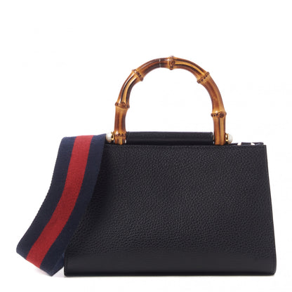 Gucci Nappa Bamboo Web Mini Nymphaea Top Handle Bag Black 1 of 10