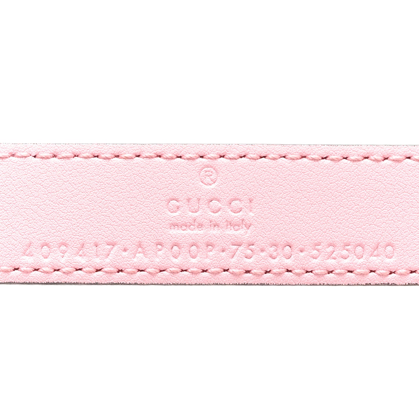 Moon Calfskin Palladium Double G Belt 75 30 Wild Rose