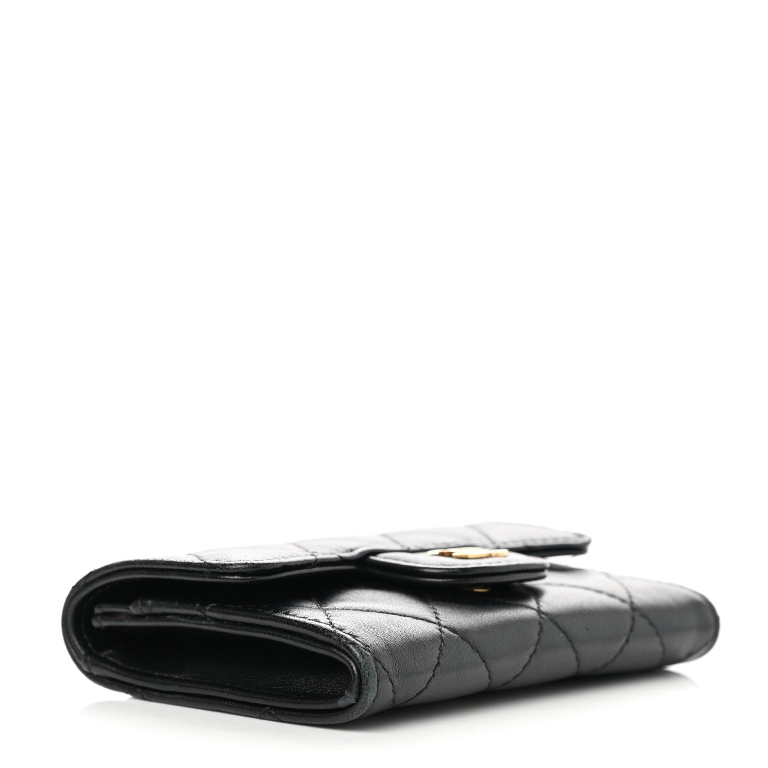 Chanel Lambskin Quilted Flap Card Holder Wallet Black 4 of 9