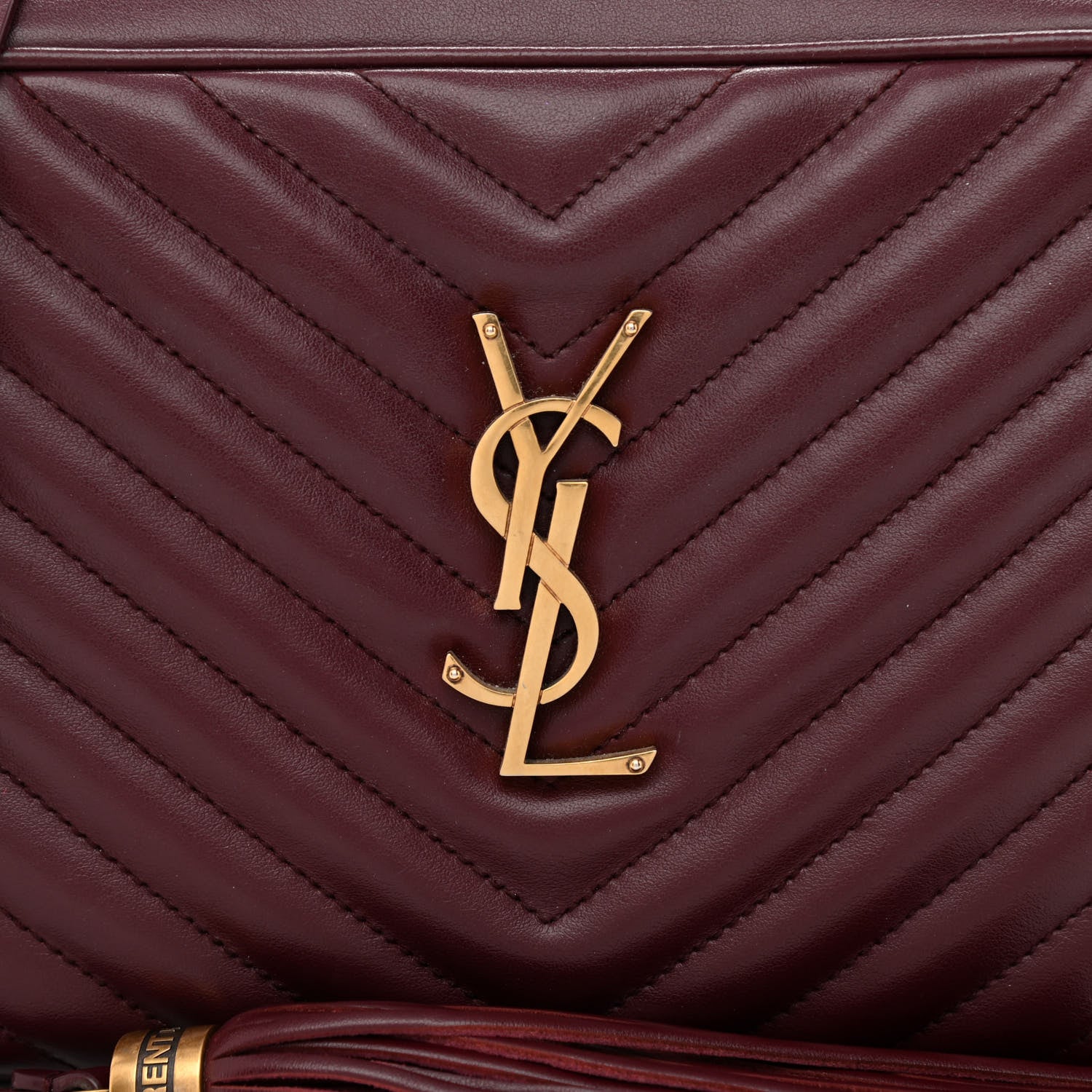 Saint Laurent Calfskin Matelasse Monogram Lou Camera Bag Dark Legion Red 8 of 10
