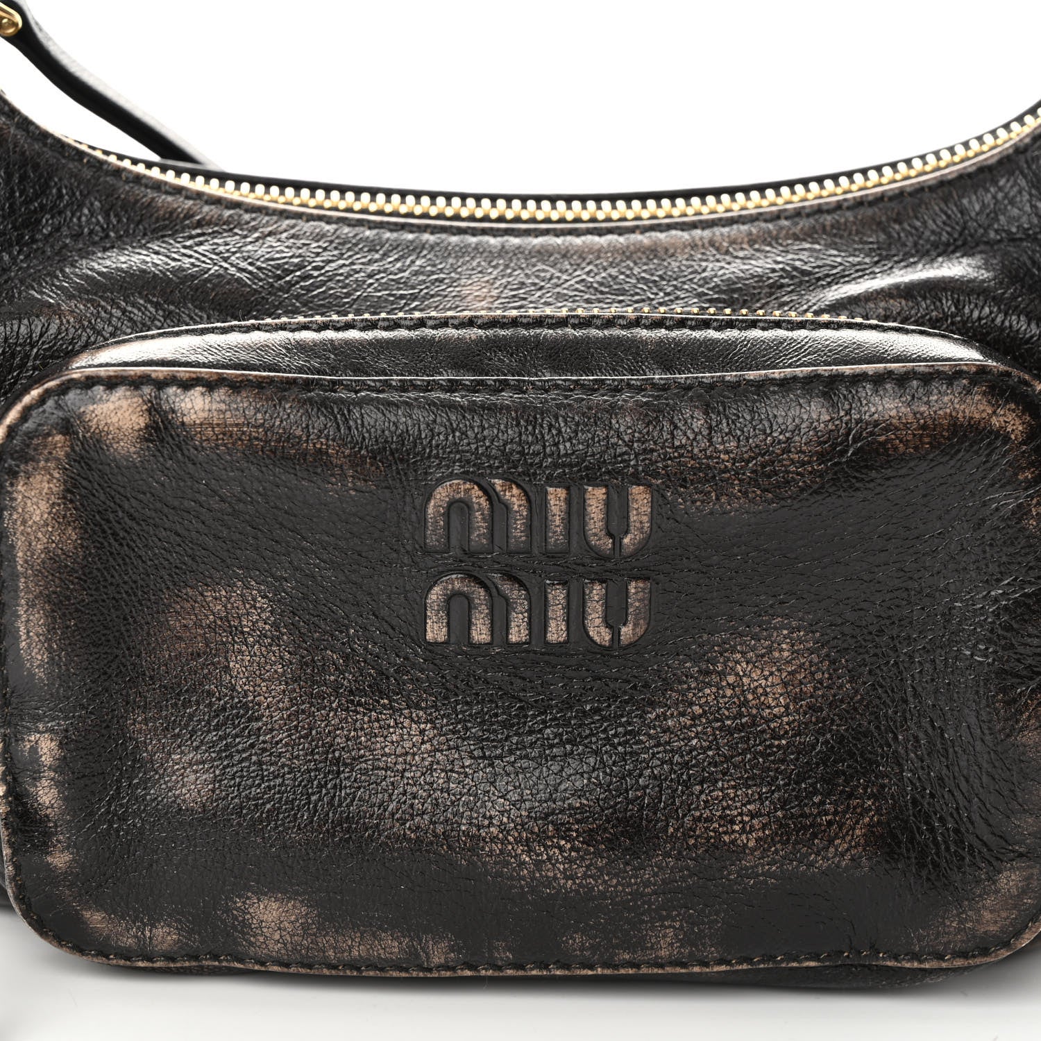 Miu Miu Distressed Nappa Pocket Bag Sand Coffee 7 of 9