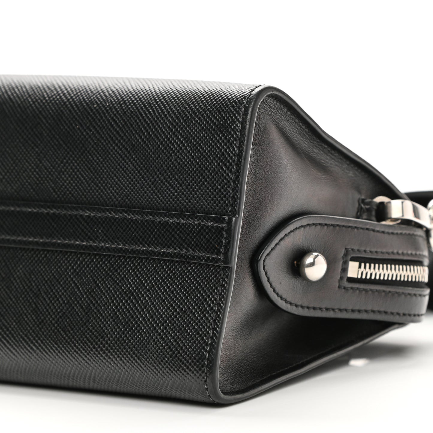 Saffiano Cuir Calfskin Mini Monochrome Top Handle Tote Black