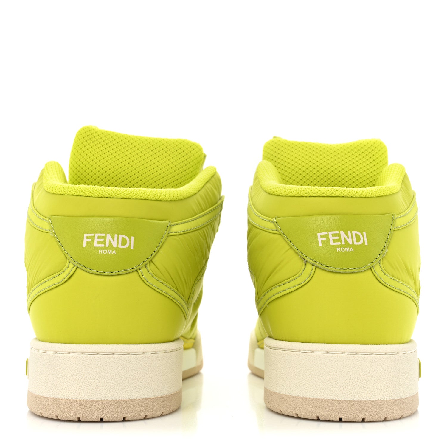Fendi Nylon Match High Top Sneakers 39 Neon Green 4 of 10