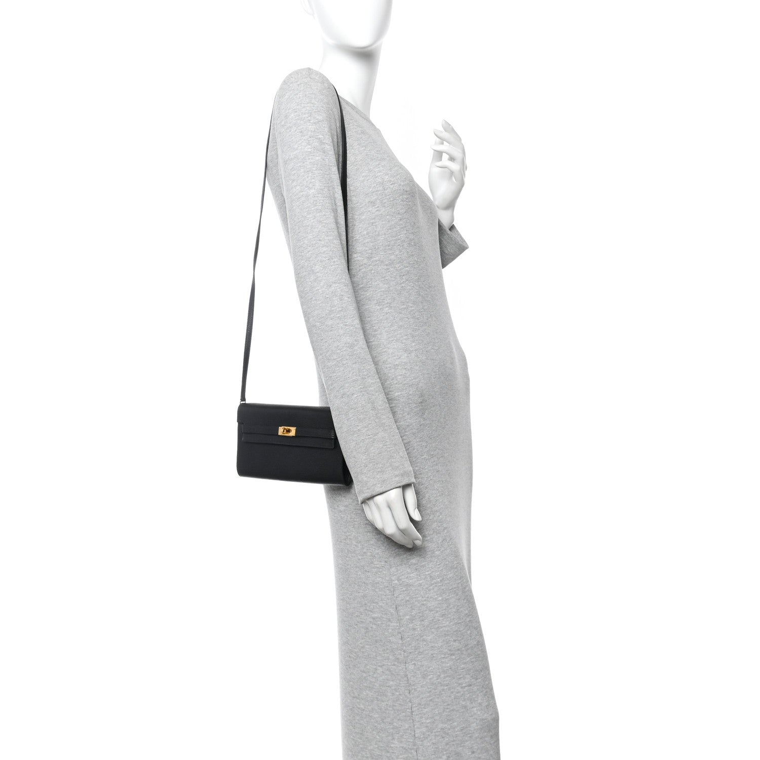 Hermes Chevre Mysore Kelly Wallet To Go Black 2 of 16