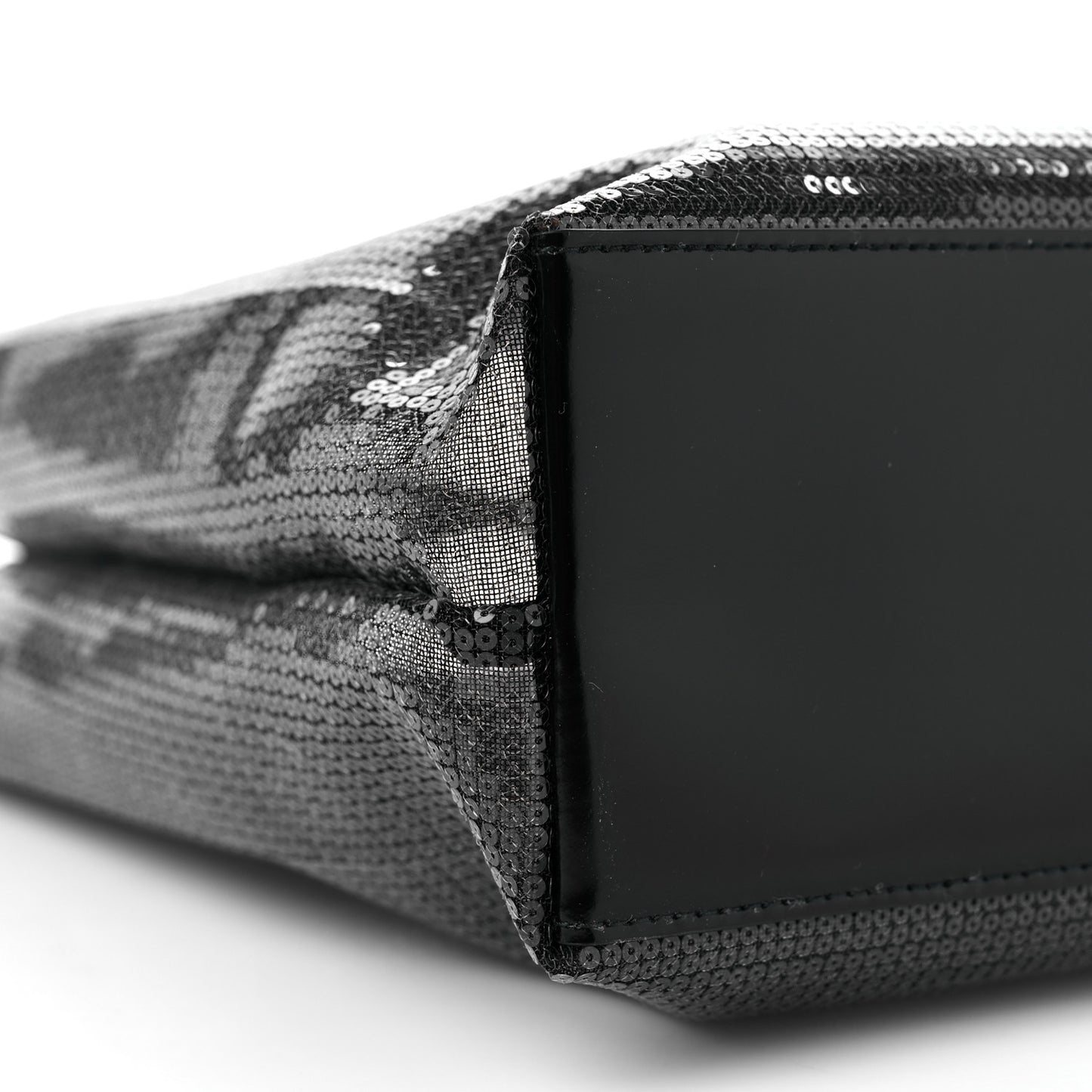 Mesh Sequin Spazzolato Logo Tote Black
