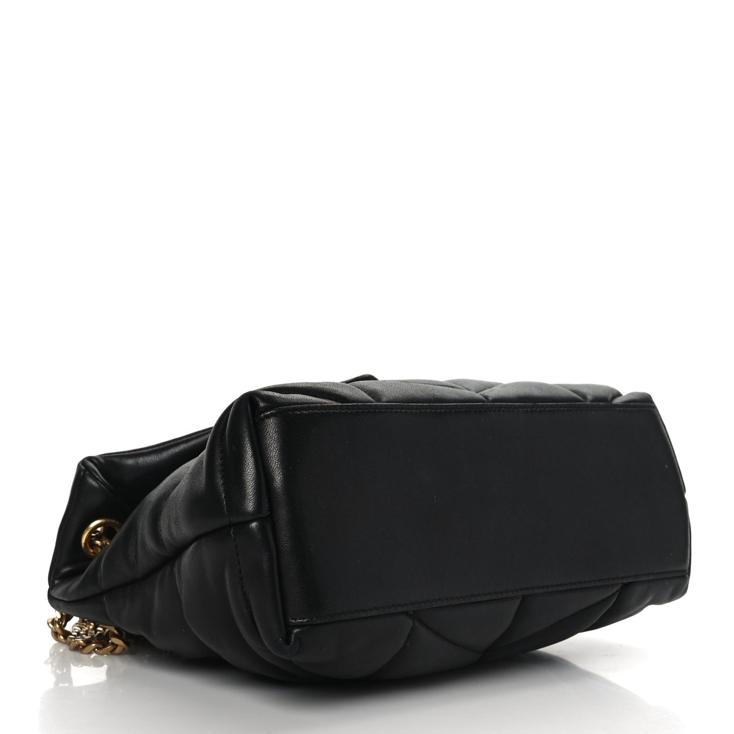 Lambskin Quilted Small Loulou Puffer Monogram Chain Satchel Black