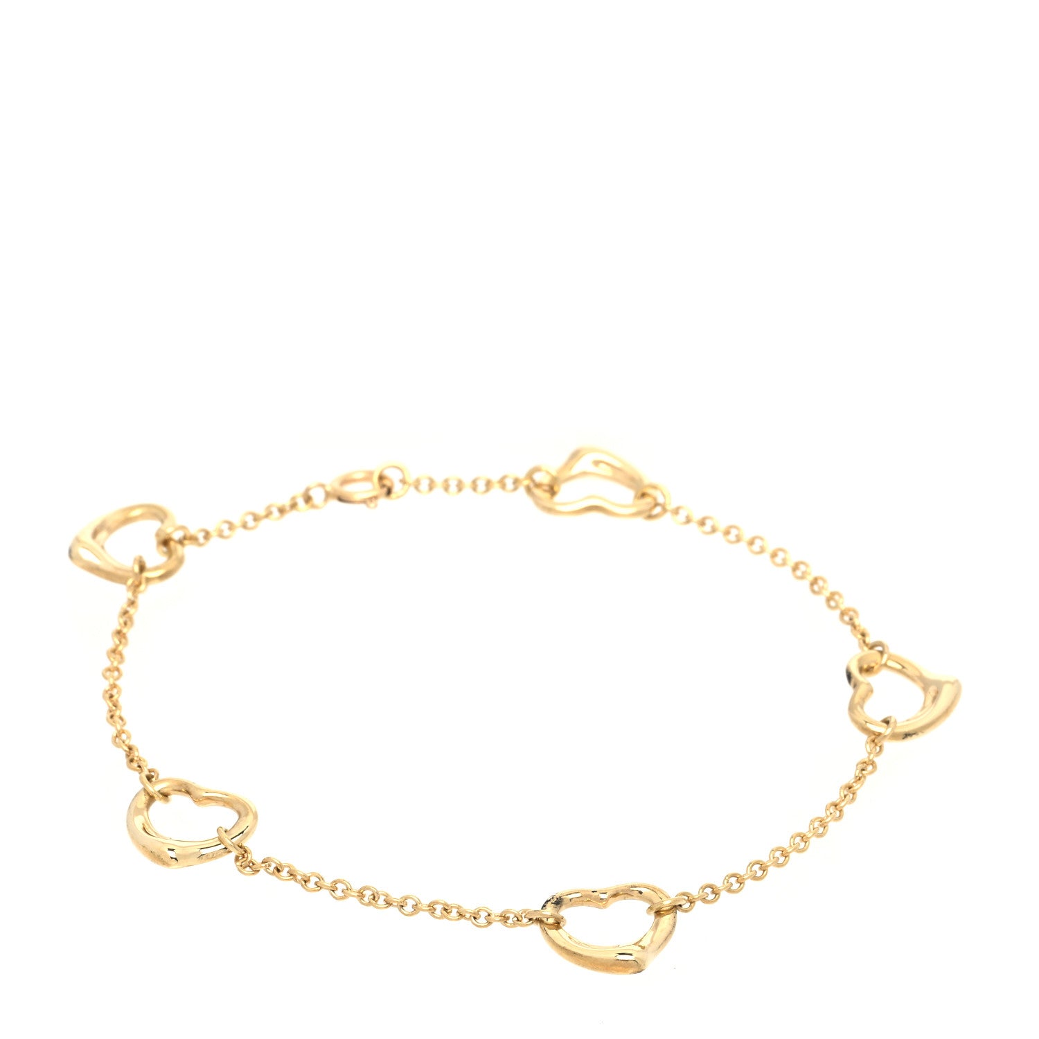 Tiffany 18K Yellow Gold Elsa Peretti 5 Open Heart Bracelet 1 of 5