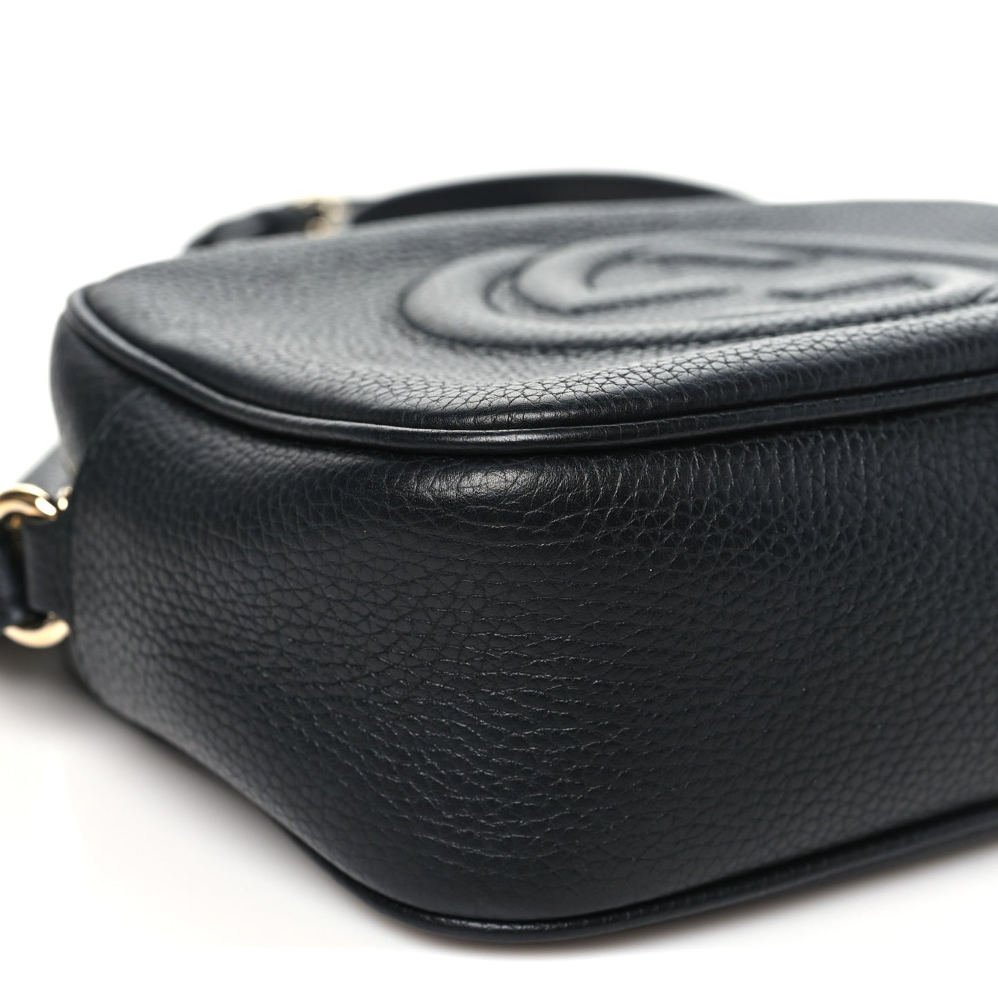 Pebbled Calfskin Small Soho Disco Bag Black