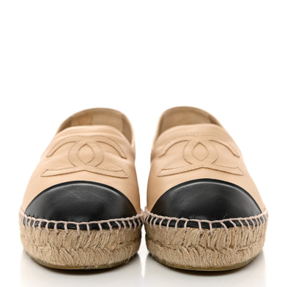 Chanel Lambskin CC Espadrilles 37 Beige Black 2 of 9