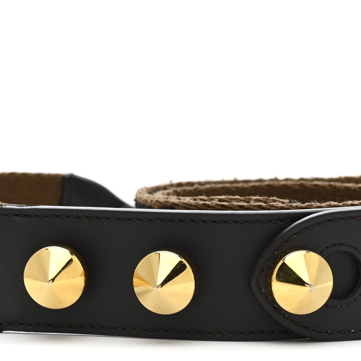 Ribbon Vitello Century FF 1974 Studded Strap You Fango Marrone Ebano