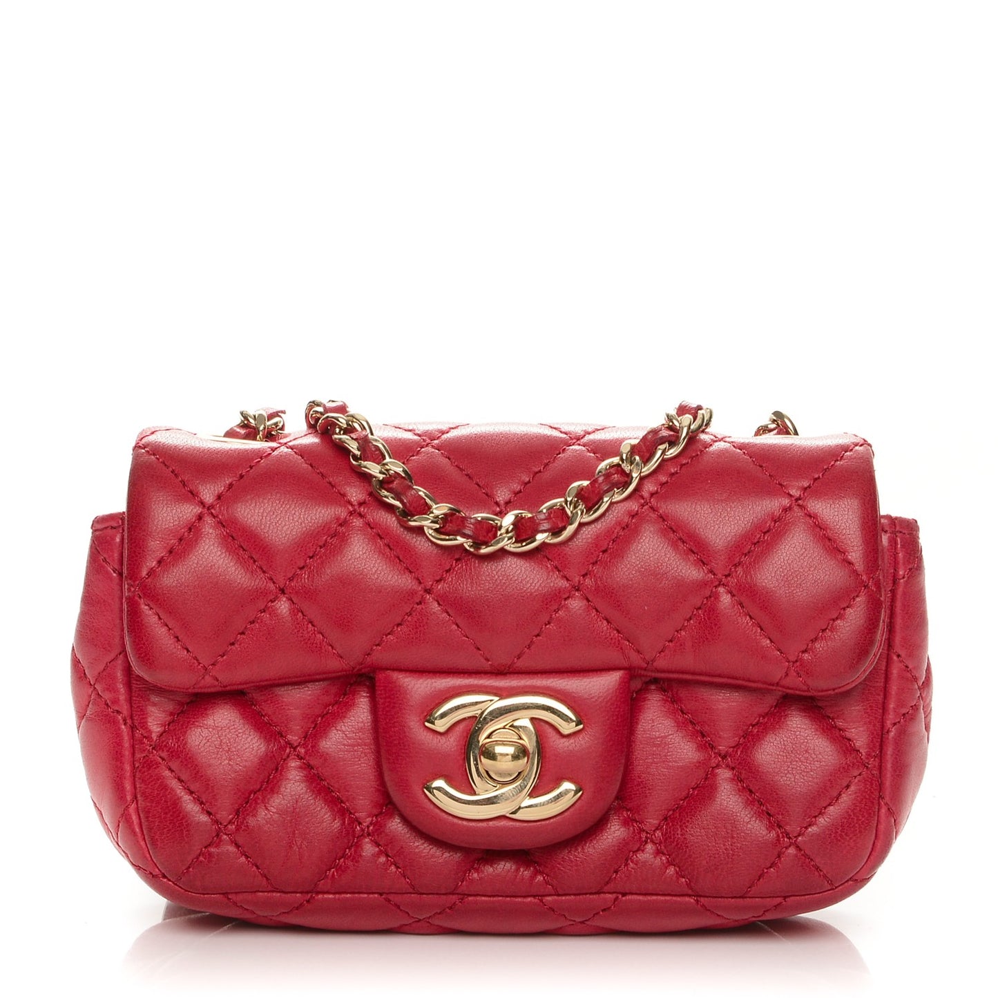 Lambskin Quilted Extra Mini Flap Heart Valentine Charms Red