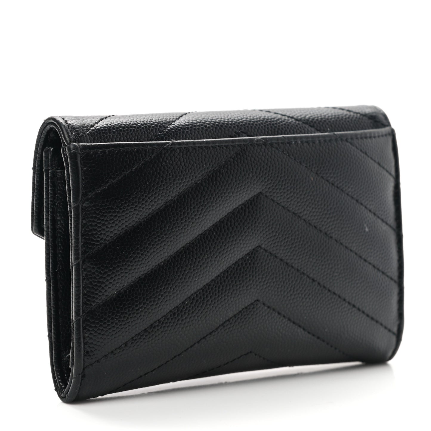 Grain De Poudre Matelasse Chevron Small Monogram Envelope Wallet Black