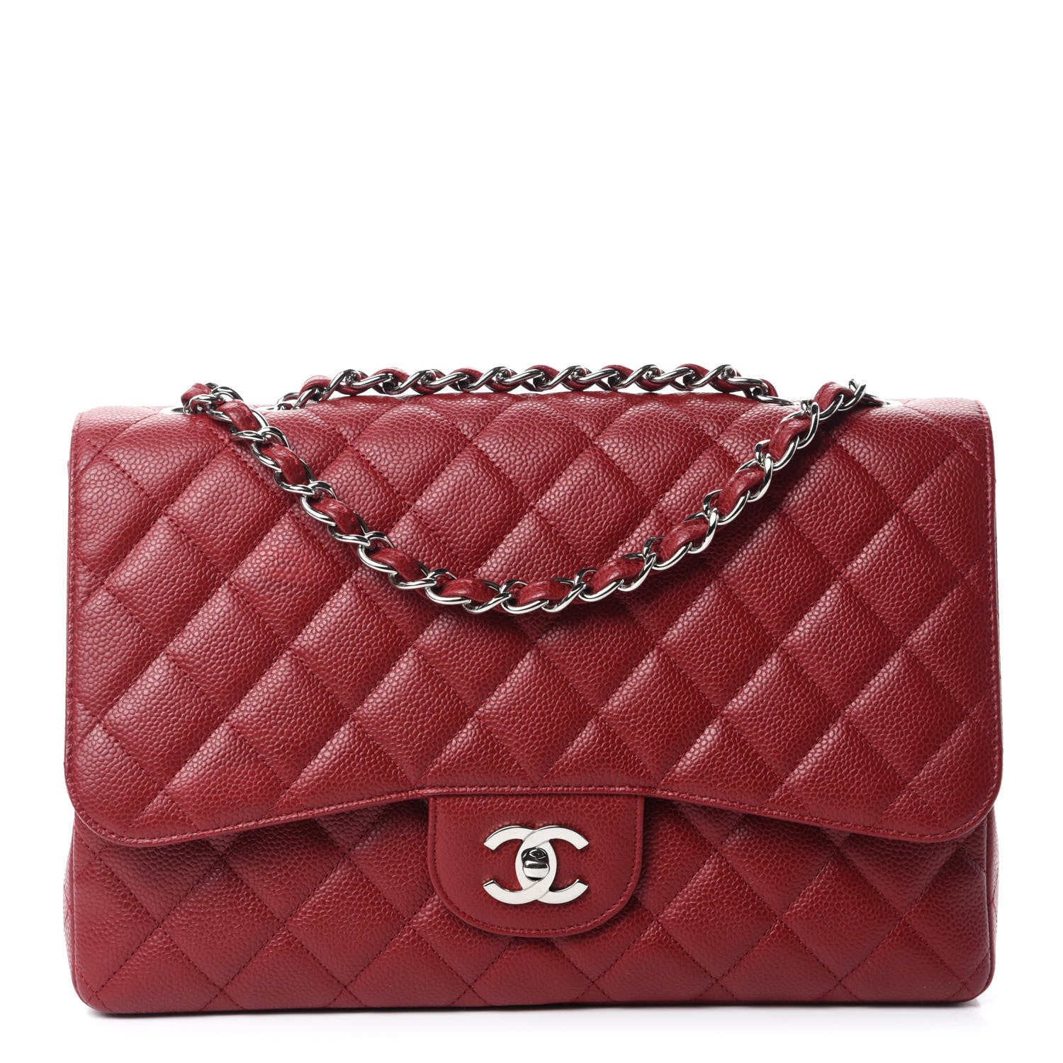 Chanel Caviar Quilted Jumbo Single Flap Dark Red 1 of 13