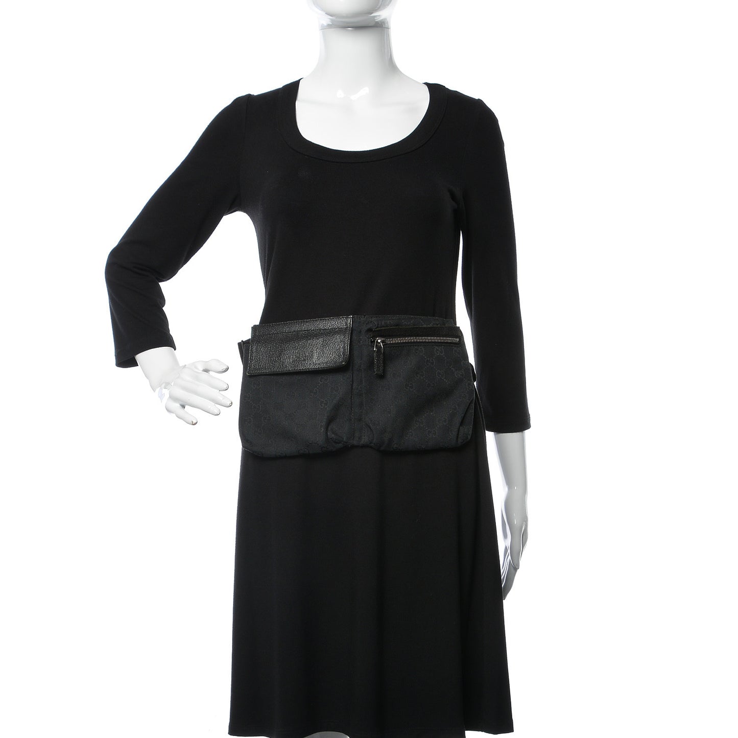 GG Monogram Double Pocket Belt Bag Black