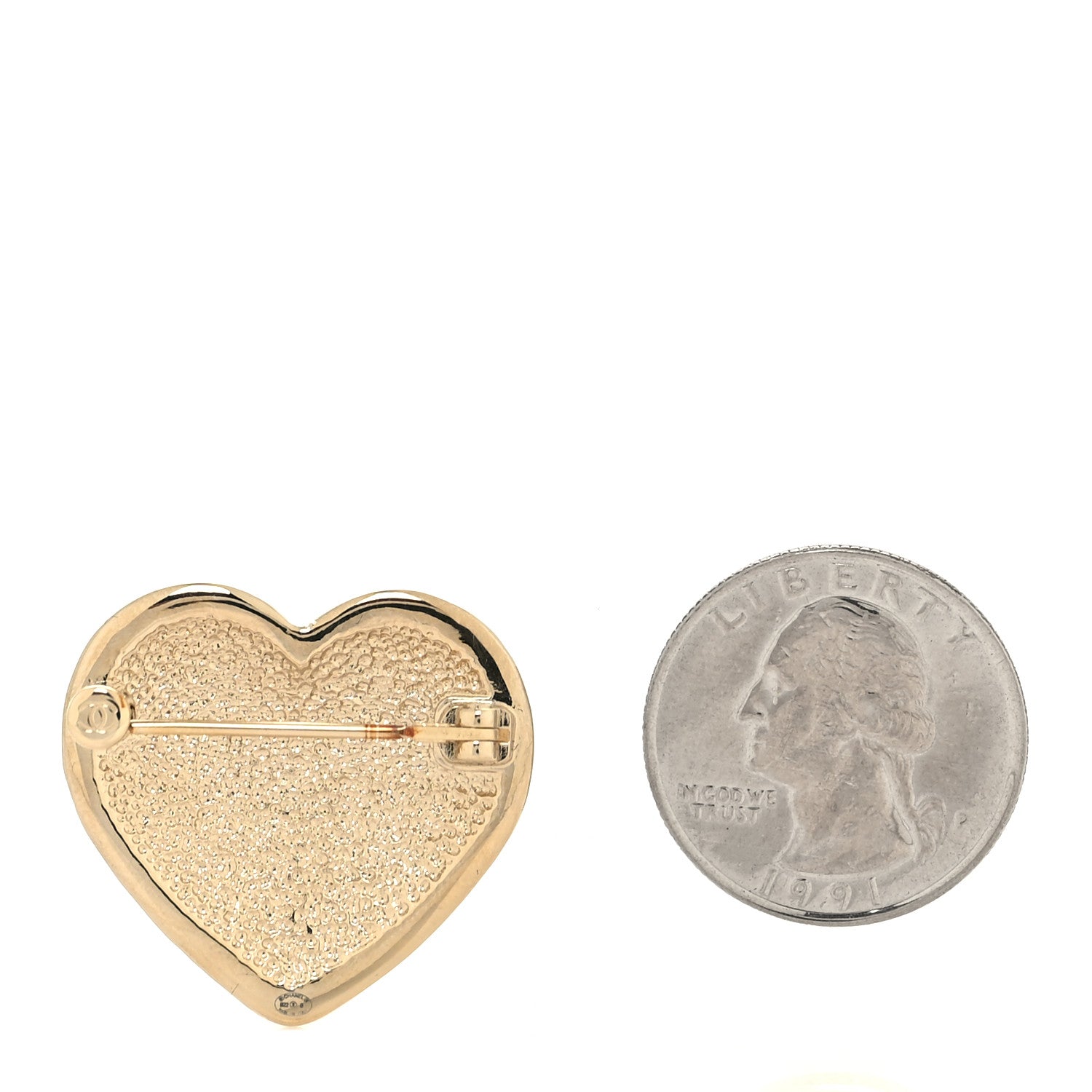 Chanel Metal CC Heart Turnlock Brooch Gold 2 of 3
