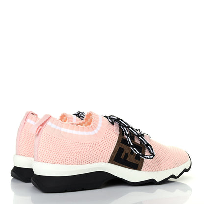 Fendi Stretch Knit Jacquard FF Lace-Up Sock Sneakers 36 Pink 3 of 4