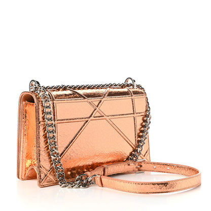 Christian Dior Metallic Ceramic Effect Deerskin Medium Diorama Flap Bag Gold 3 of 12