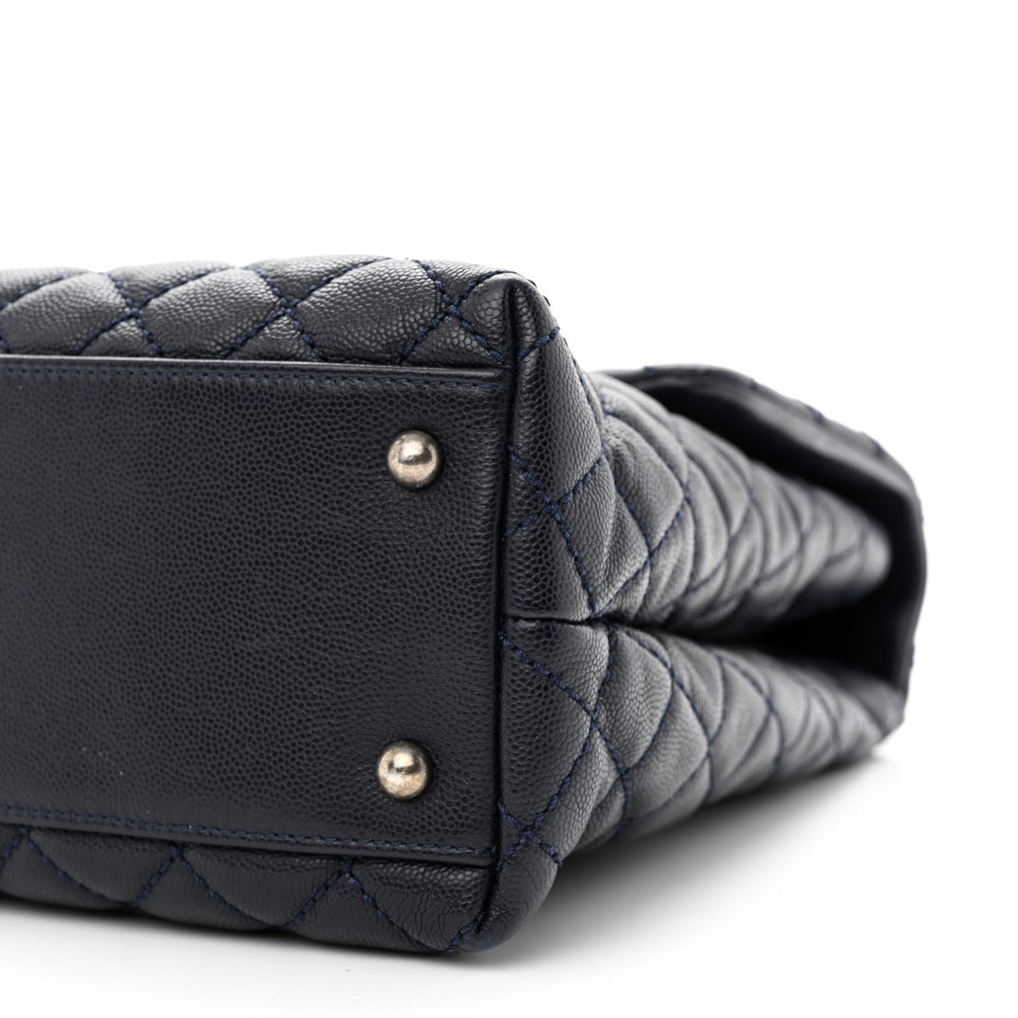 Caviar Quilted Large Coco Handle Flap Navy