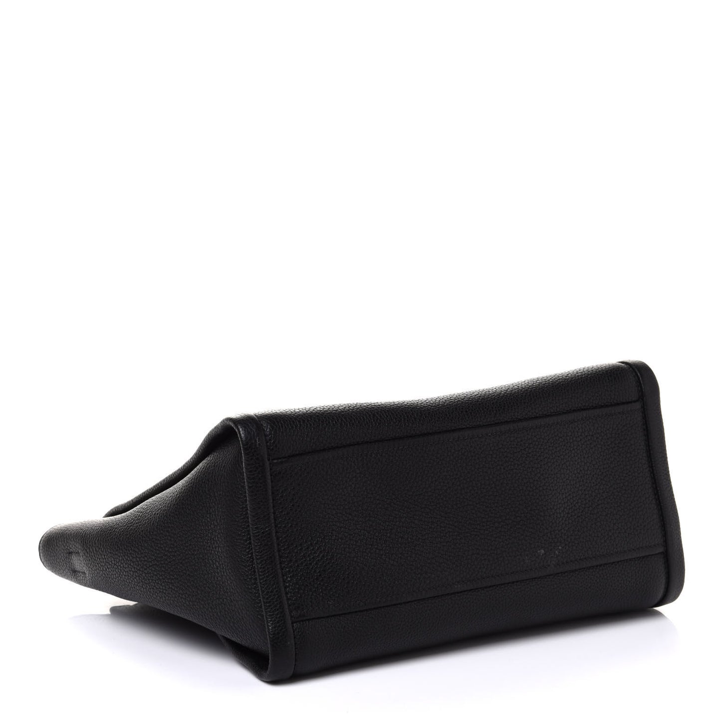 Grained Calfskin Monochrome Top Handle Tote Black