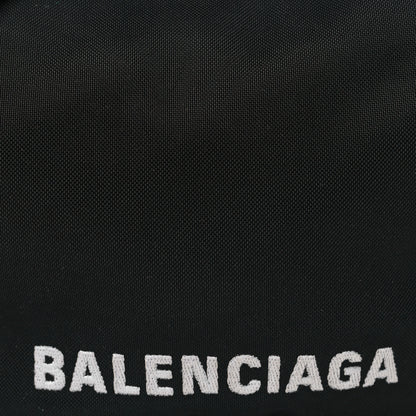 Balenciaga Recycled Sport Nylon Logo Embroidered Wheel Sling Bag Black White 7 of 9