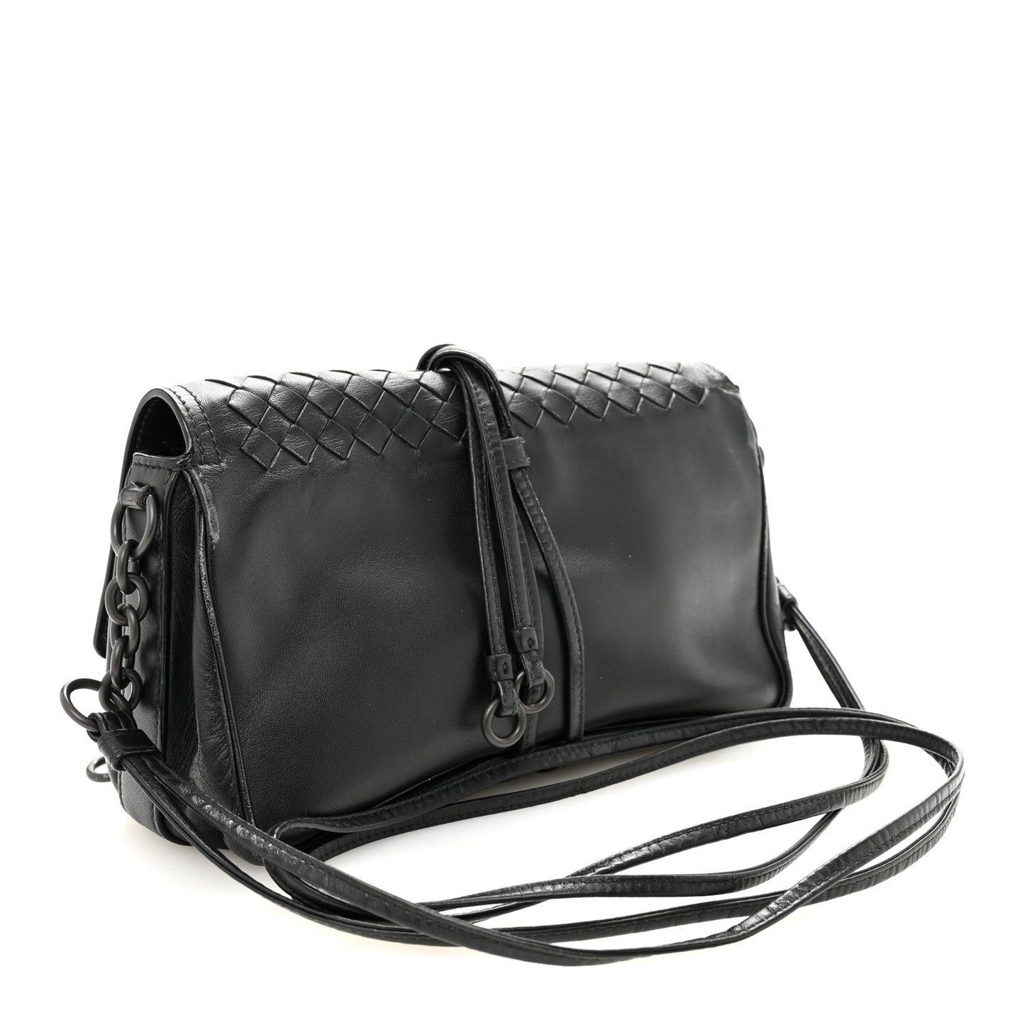 Nappa Intrecciato Small Double Pocket Flap Black