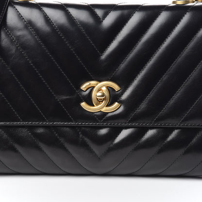 Chanel Calfskin Chevron Quilted Small Coco Handle Flap Black 10 of 11