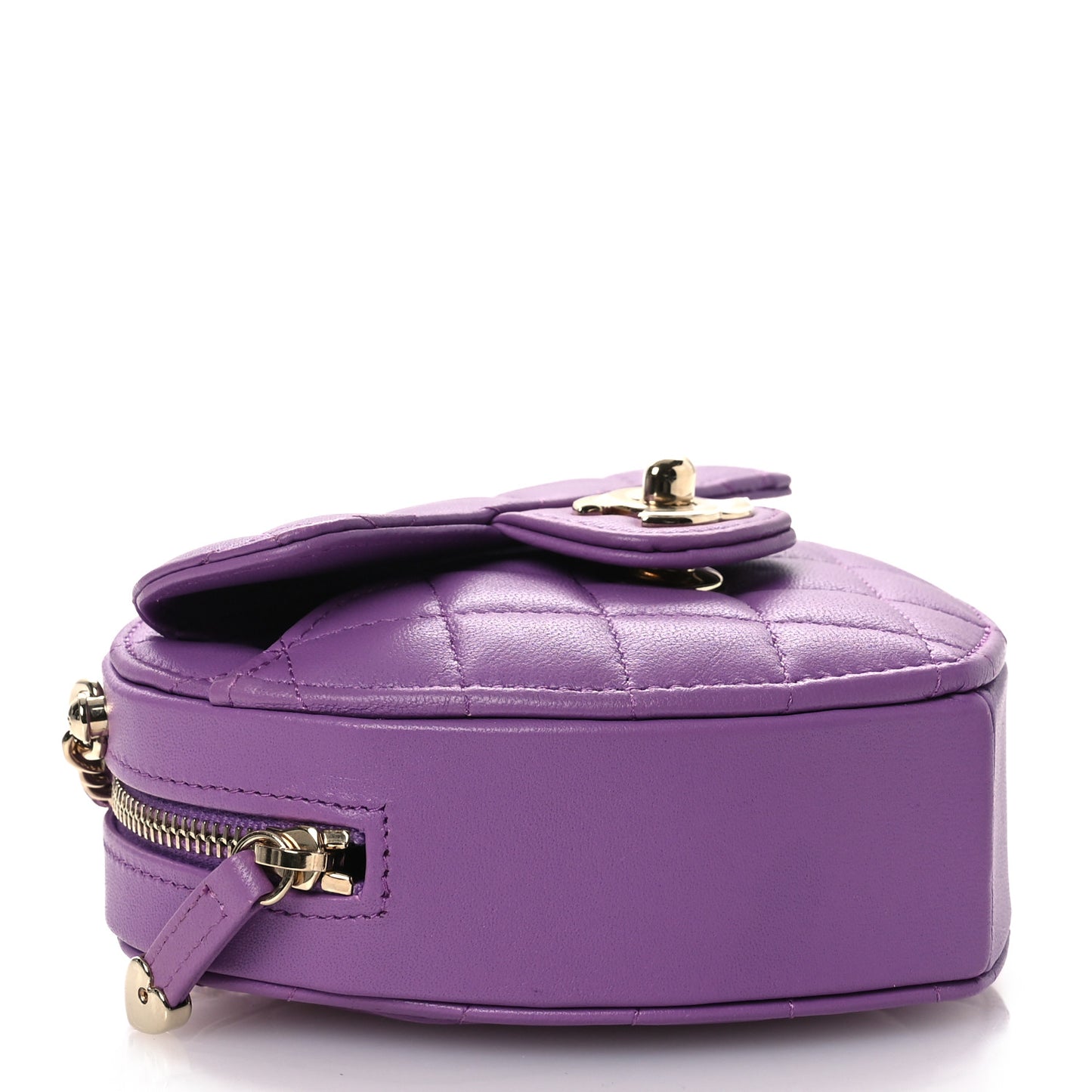 Lambskin Quilted CC In Love Heart Clutch With Chain Purple