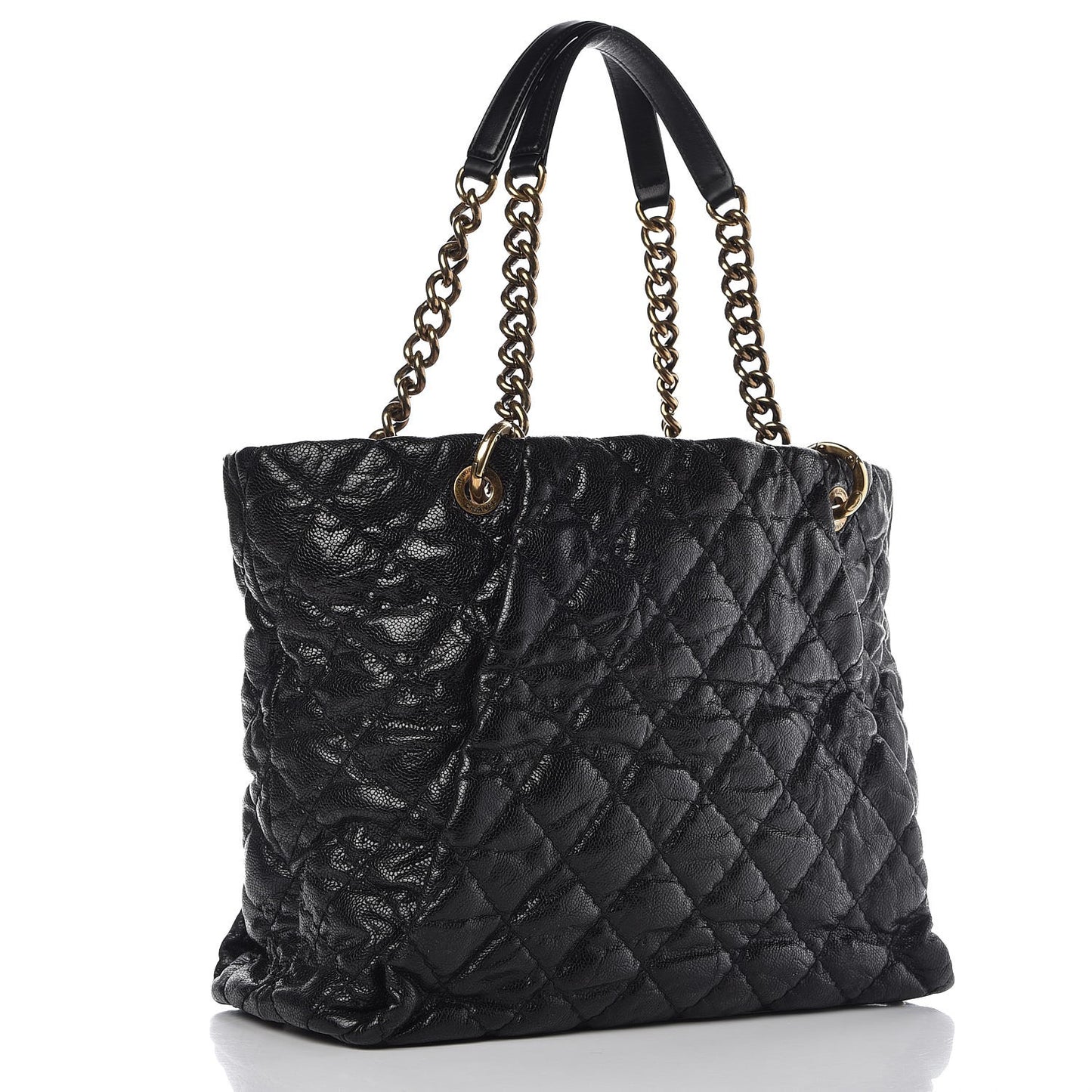 Glazed Caviar Coco Pleats Tote Black