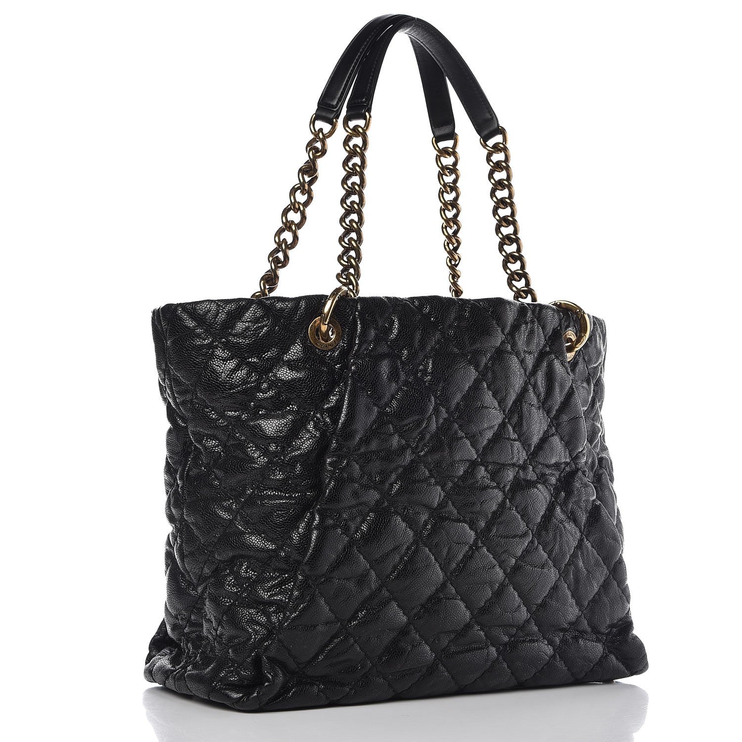 Chanel Glazed Caviar Coco Pleats Tote Black 3 of 9