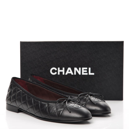Chanel Aged Calfskin Quilted Cap Toe Ballerina Flats 40.5 Black 9 of 9