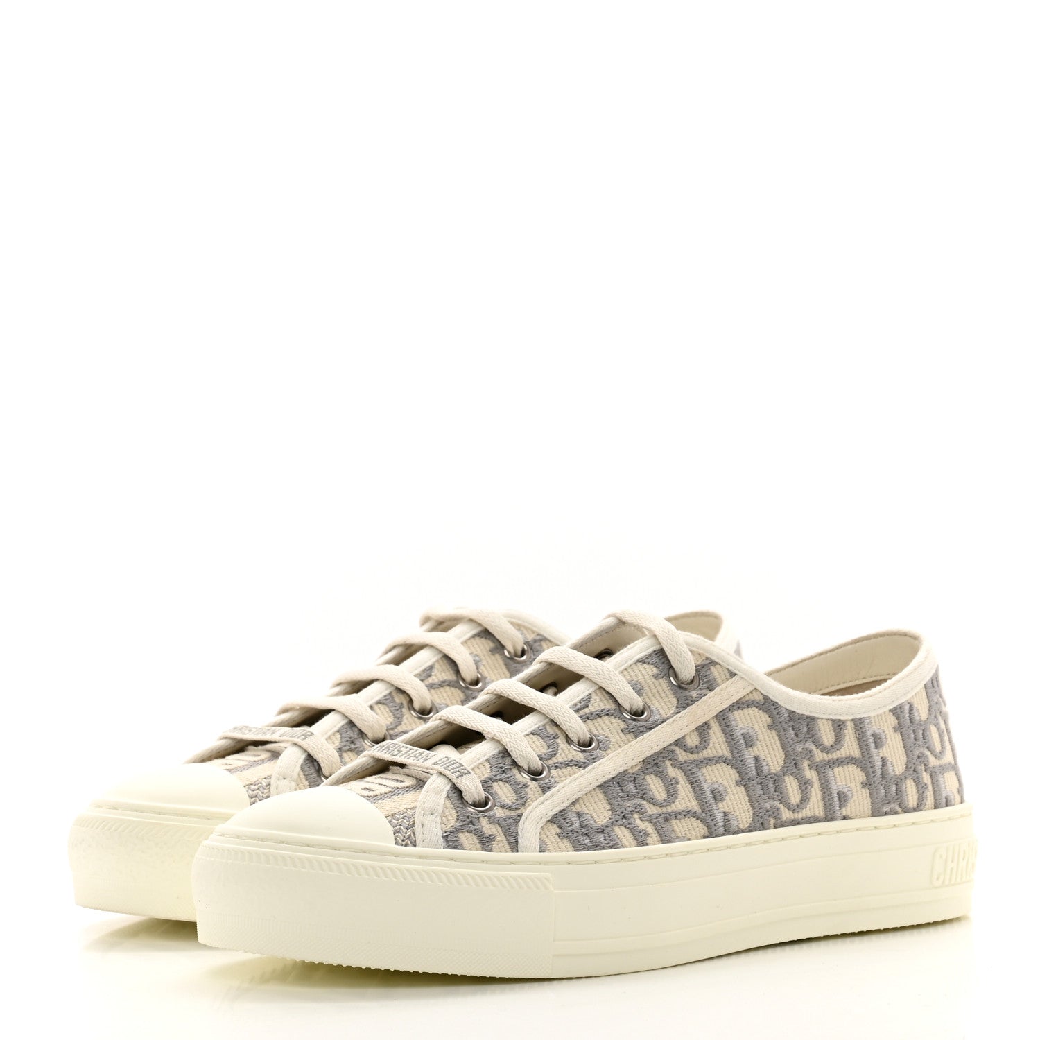 Christian Dior Canvas Oblique Walk'N'Dior Low Top Sneakers 37 Grey Stone 3 of 8