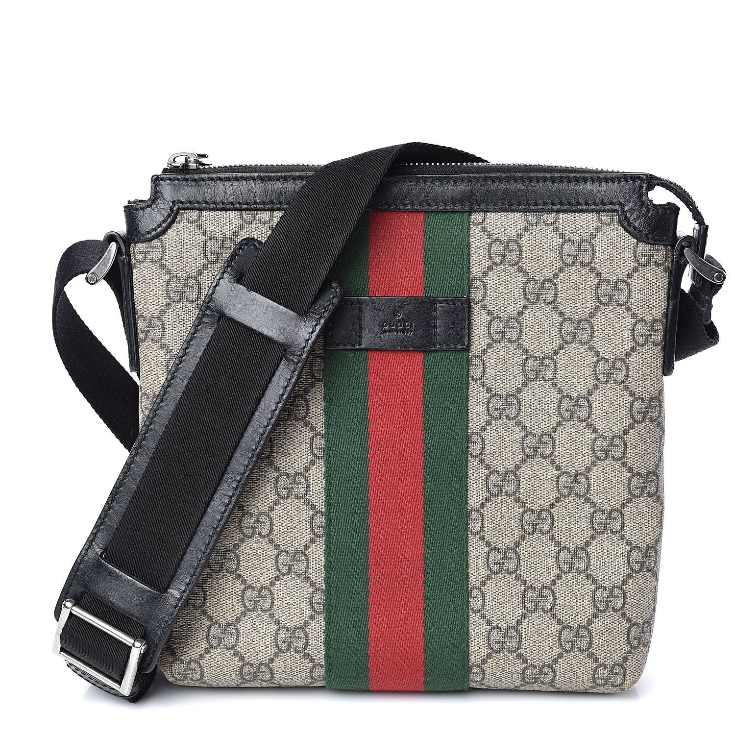 Gucci GG Supreme Monogram Web Messenger Bag Black 513473 Gucci GG Supreme Monogram Web Messenger Bag Black 513473