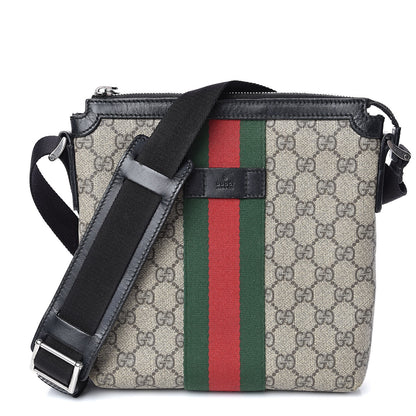 Gucci GG Supreme Monogram Web Messenger Bag Black 1 of 10