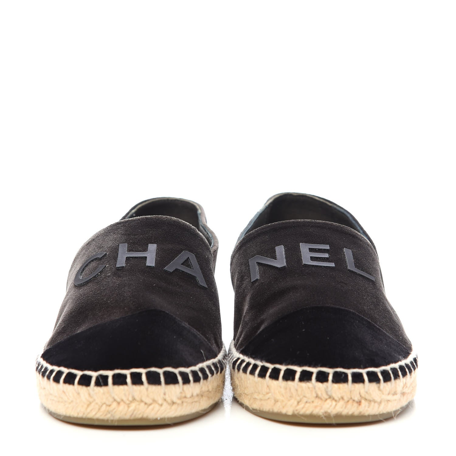 Chanel Velvet Logo Espadrilles 37 Black 2 of 10