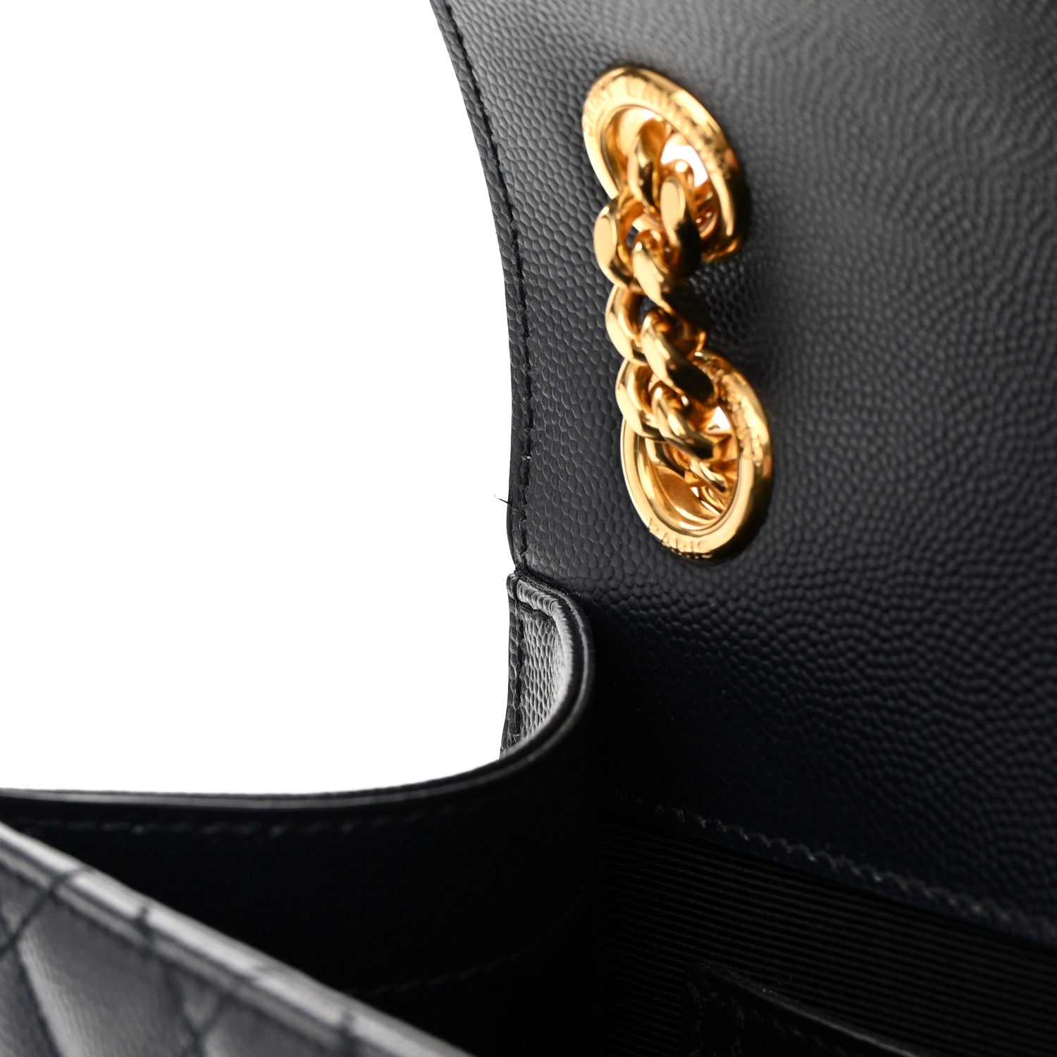 Saint Laurent Grain De Poudre Textured Mixed Matelasse Triquilt Medium Monogram Satchel Deep Marine 10 of 13