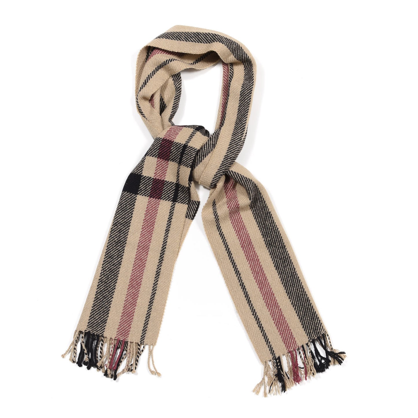 Cashmere Icon Check Fringe Scarf Brown