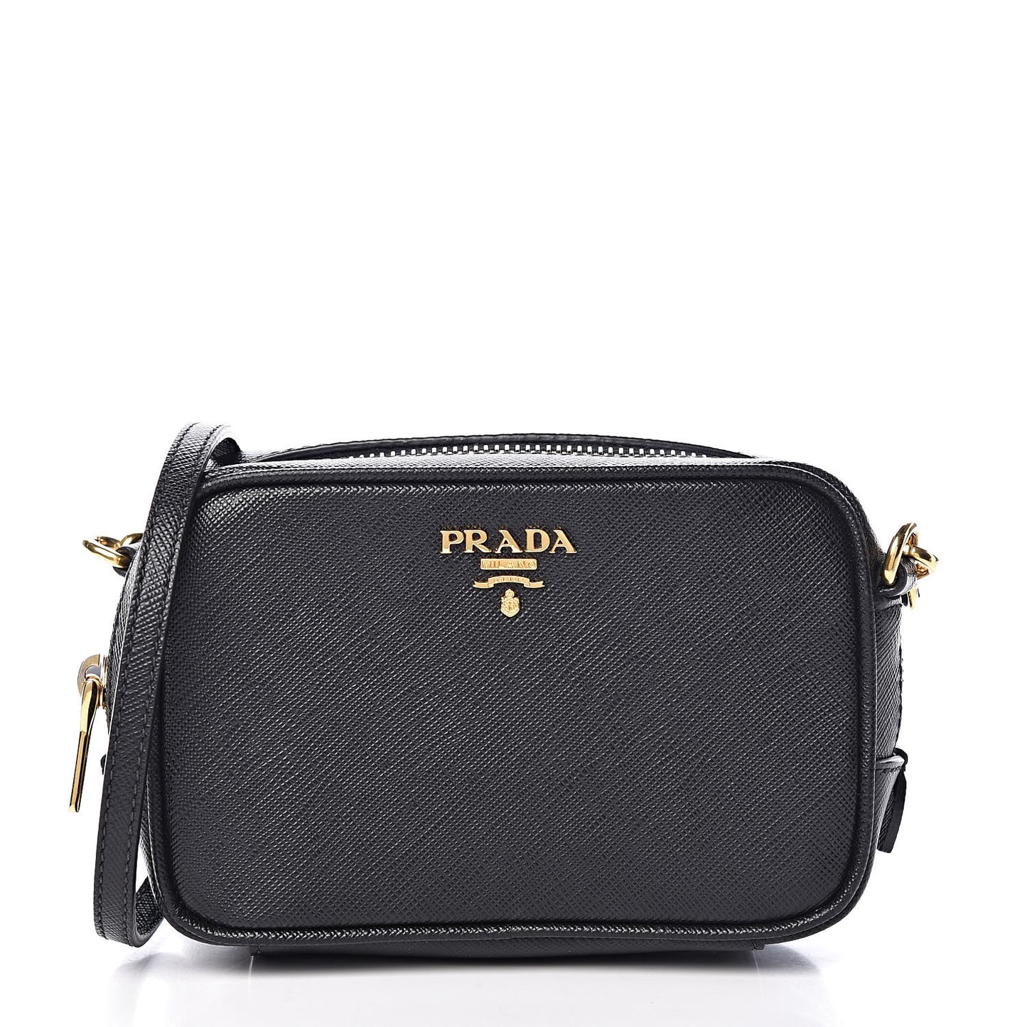 Saffiano Mini Camera Crossbody Bag Black