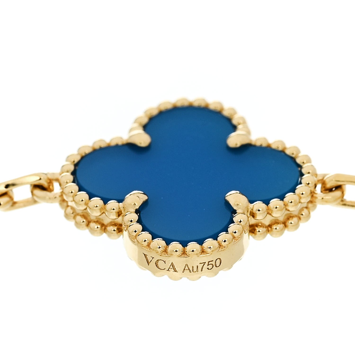 Van Cleef & Arpels 18K Yellow Gold Blue Agate 5 Motifs Vintage Alhambra Bracelet 4 of 5