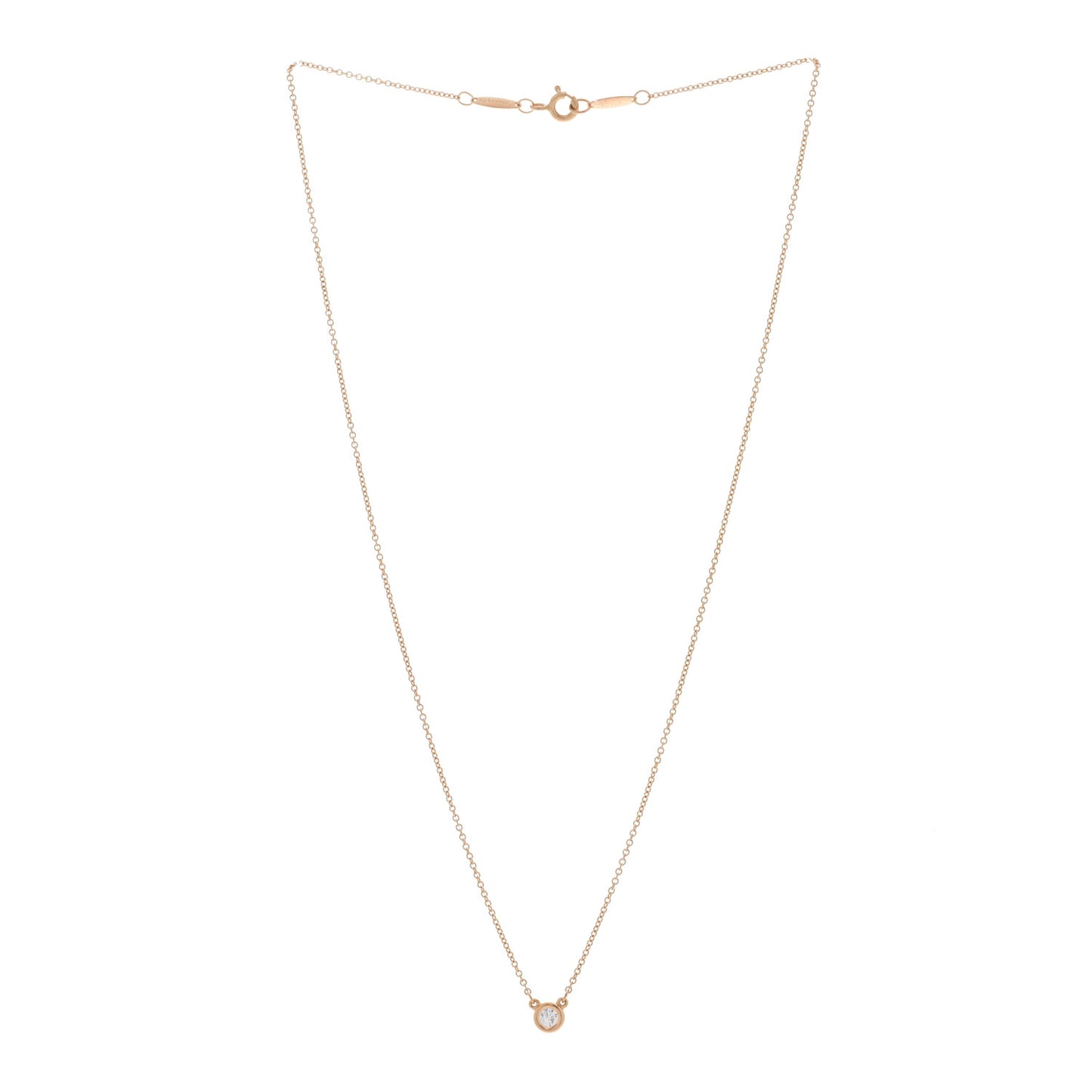 18K Rose Gold Diamond .10ct Elsa Peretti Diamonds by the Yard Pendant Necklace