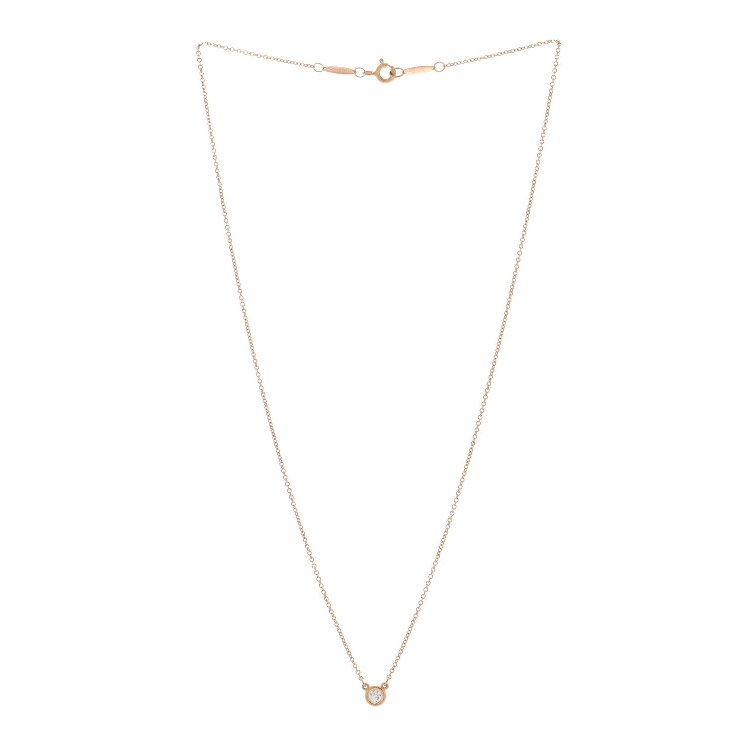 Tiffany 18K Rose Gold Diamond .10ct Elsa Peretti Diamonds by the Yard Pendant Necklace 2 of 4