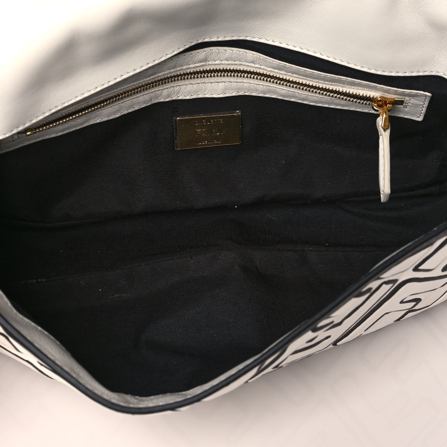 Fendi X JOSHUA VIDES Nappa FF Embossed Baguette White Black 4 of 9