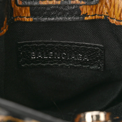 Balenciaga Smooth Calfskin Leopard Print Logo Shopping Phone Holder Bag Beige Black 6 of 11