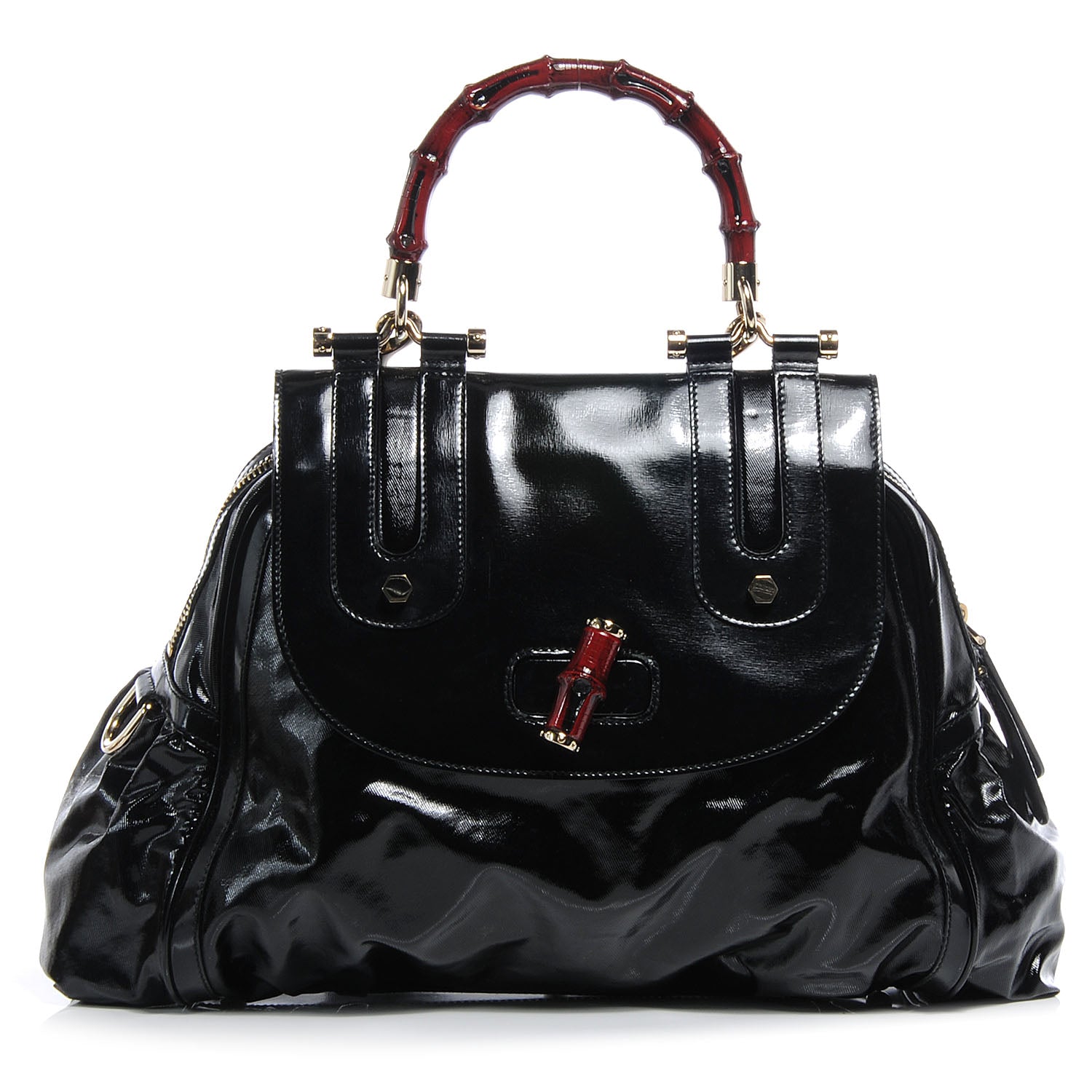 Gucci Dialux Pop Bamboo Top Handle Tote Black 1 of 7