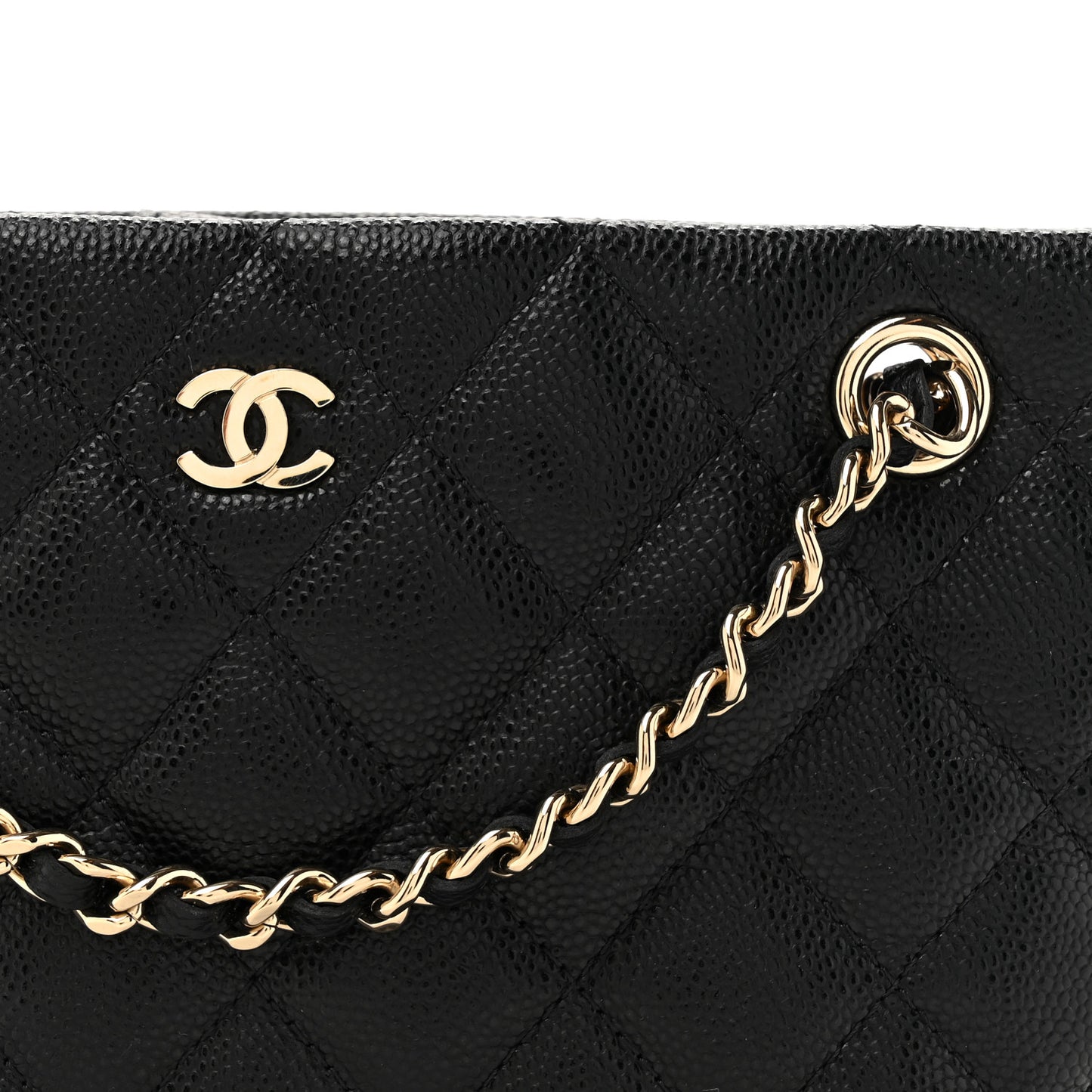 Caviar Quilted Classic Clutch Tote With Chain Black