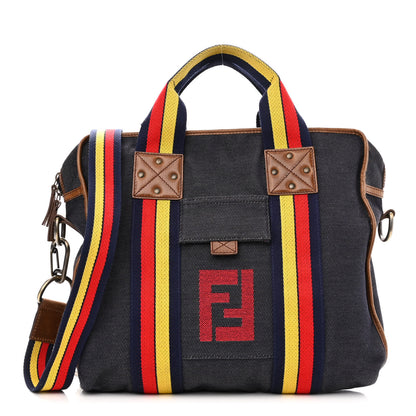 Fendi Denim Vitello Patchwork Convertible Tote Bag Blue Multicolor 1 of 9
