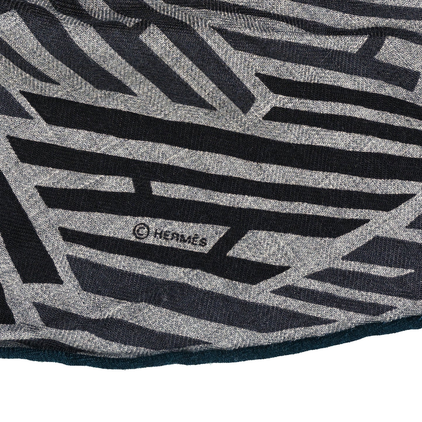 Cashmere Silk Galop'H Losange Scarf Gris Anthracite Emeraude
